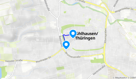 Kartenausschnitt Historische Wehranlage Mühlhausen